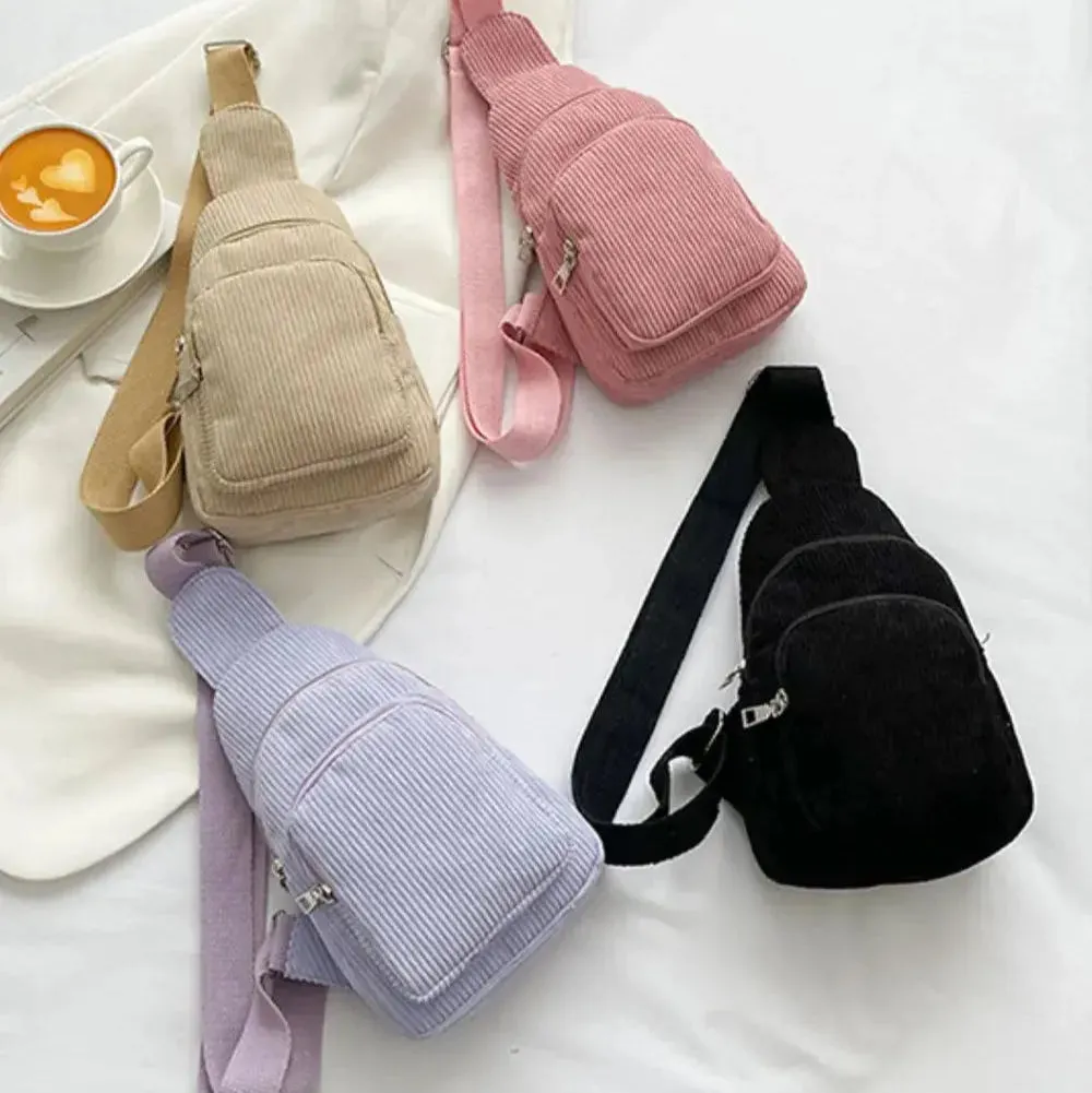 Superb | Corduroy Solid Color Crossbody Bag