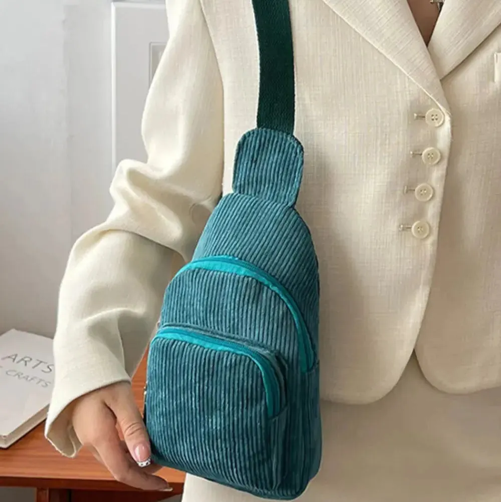 Superb | Corduroy Solid Color Crossbody Bag