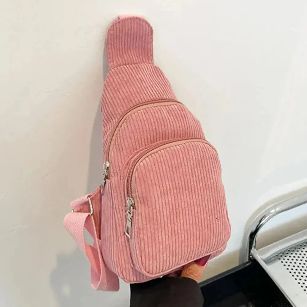 Superb | Corduroy Solid Color Crossbody Bag