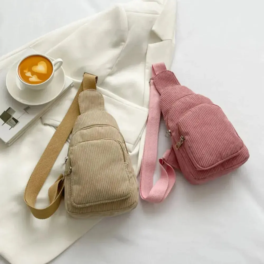 Superb | Corduroy Solid Color Crossbody Bag