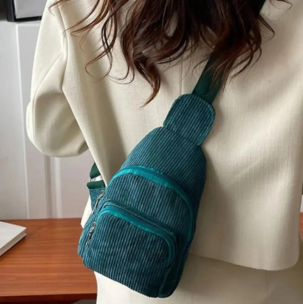 Superb | Corduroy Solid Color Crossbody Bag
