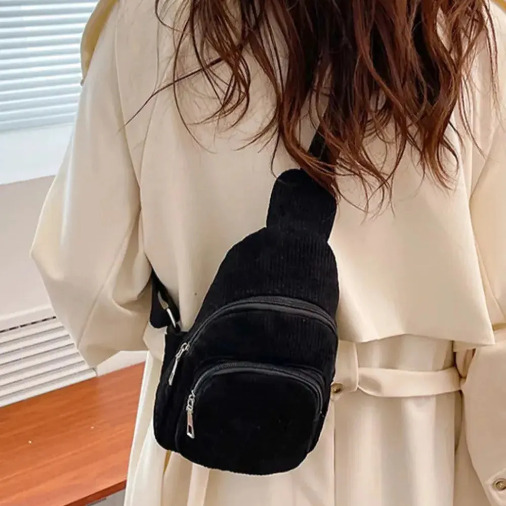 Superb | Corduroy Solid Color Crossbody Bag