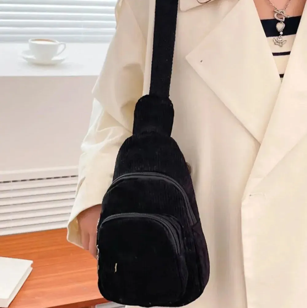 Superb | Corduroy Solid Color Crossbody Bag