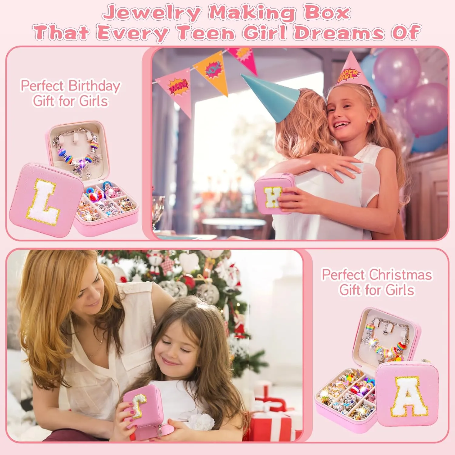 SUREHOME Charm Bracelet Making Kit Personalized Kids Jewelry Making Kits with Jewelry Box Arts and Crafts for Girls 8-12 Birthday Gifts for Ages 6 7 8 9 10 Year Old Girls Christmas Gifts Trendy Stuff