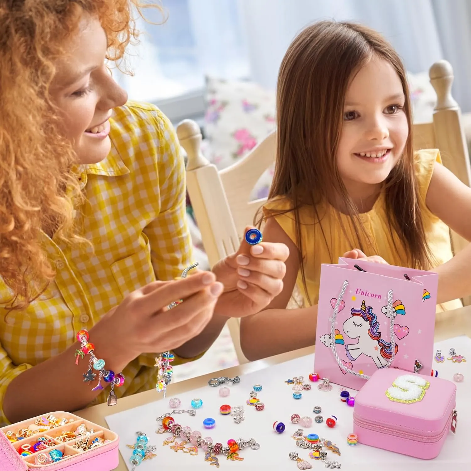 SUREHOME Charm Bracelet Making Kit Personalized Kids Jewelry Making Kits with Jewelry Box Arts and Crafts for Girls 8-12 Birthday Gifts for Ages 6 7 8 9 10 Year Old Girls Christmas Gifts Trendy Stuff