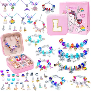 SUREHOME Charm Bracelet Making Kit Personalized Kids Jewelry Making Kits with Jewelry Box Arts and Crafts for Girls 8-12 Birthday Gifts for Ages 6 7 8 9 10 Year Old Girls Christmas Gifts Trendy Stuff