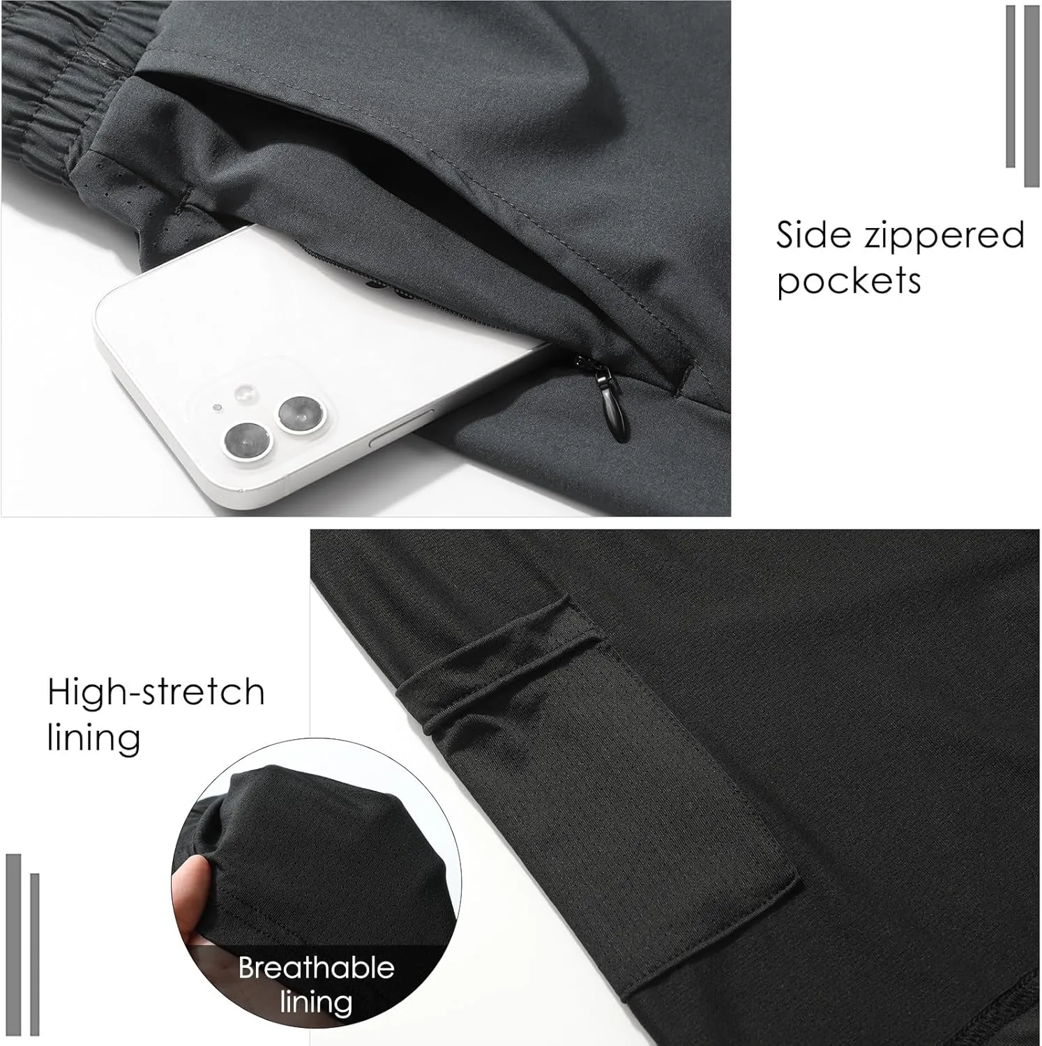 Surenow Men's Athletic Running Shorts Lightweight Gym Workout Shorts with Zipper Pockets Quick Dry Sports Shorts for Men