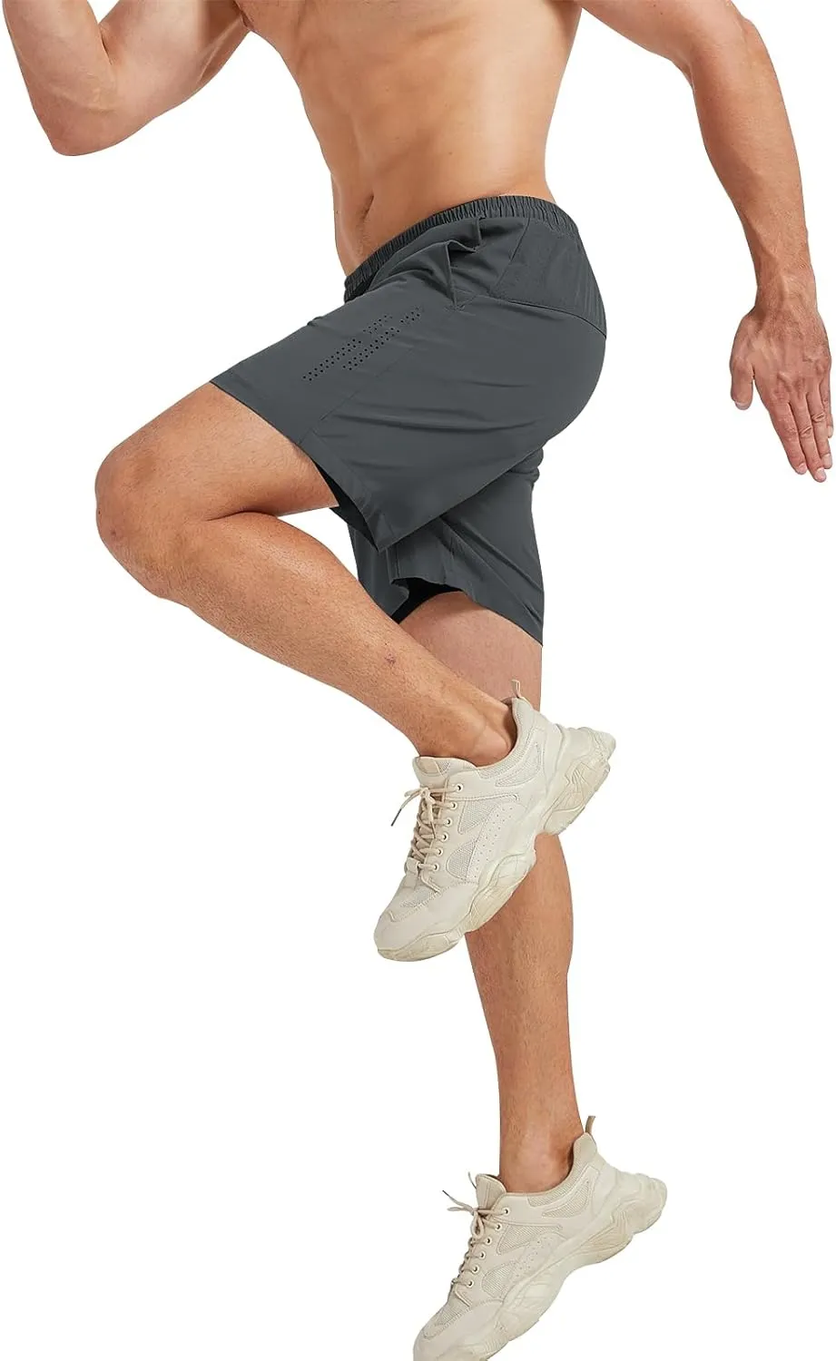 Surenow Men's Athletic Running Shorts Lightweight Gym Workout Shorts with Zipper Pockets Quick Dry Sports Shorts for Men