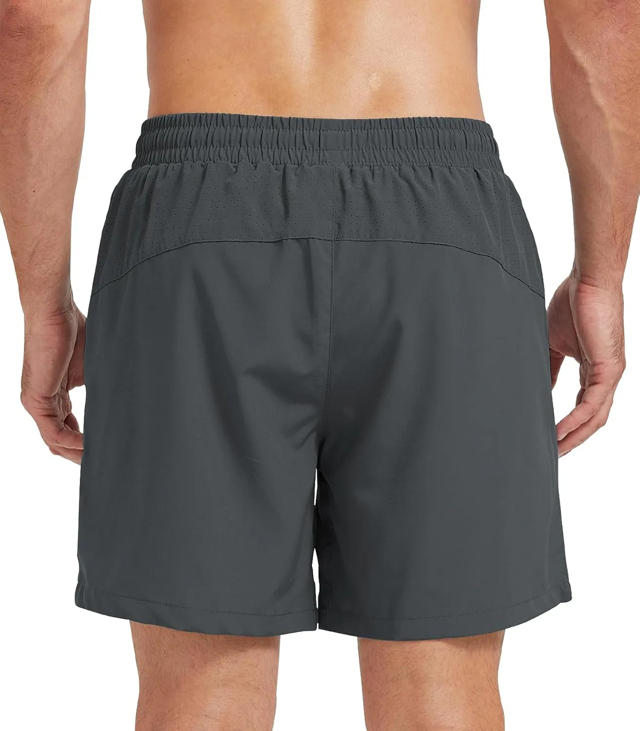 Surenow Men's Athletic Running Shorts Lightweight Gym Workout Shorts with Zipper Pockets Quick Dry Sports Shorts for Men