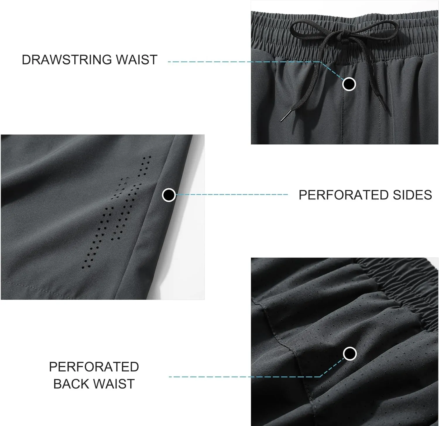 Surenow Men's Athletic Running Shorts Lightweight Gym Workout Shorts with Zipper Pockets Quick Dry Sports Shorts for Men