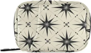 Symmetrical Stars Black Travel Bag with Detachable Compartments Portable Travel Pill case for Purse