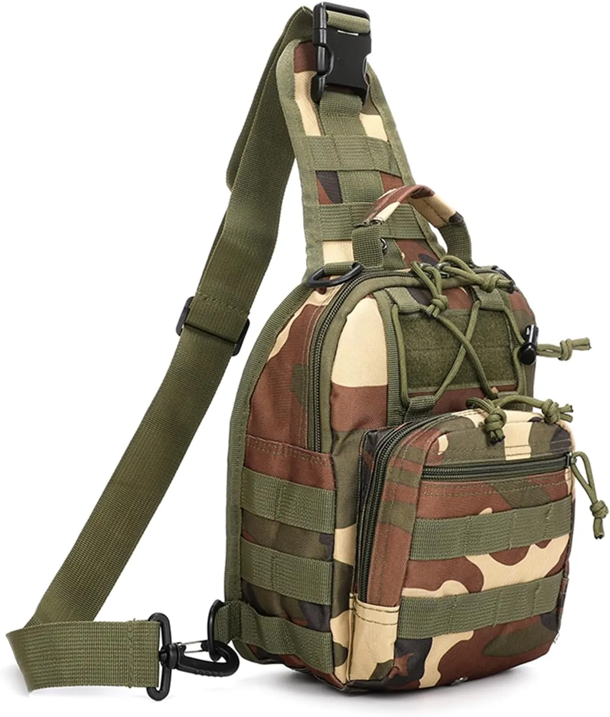 Tactical Sling Bag for Men, Small Crossbody Bag Chest Holster, EDC Shoulder Bag, Woodland Camoflage