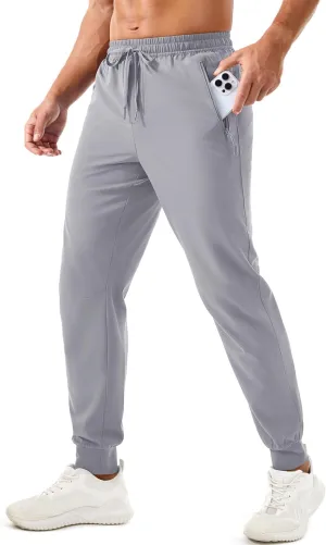 TACVASEN Men's Lightweight Athletic Joggers with Zipper Pockets Quick Dry Track Pants for Men Gym Sweatpants Workout Golf