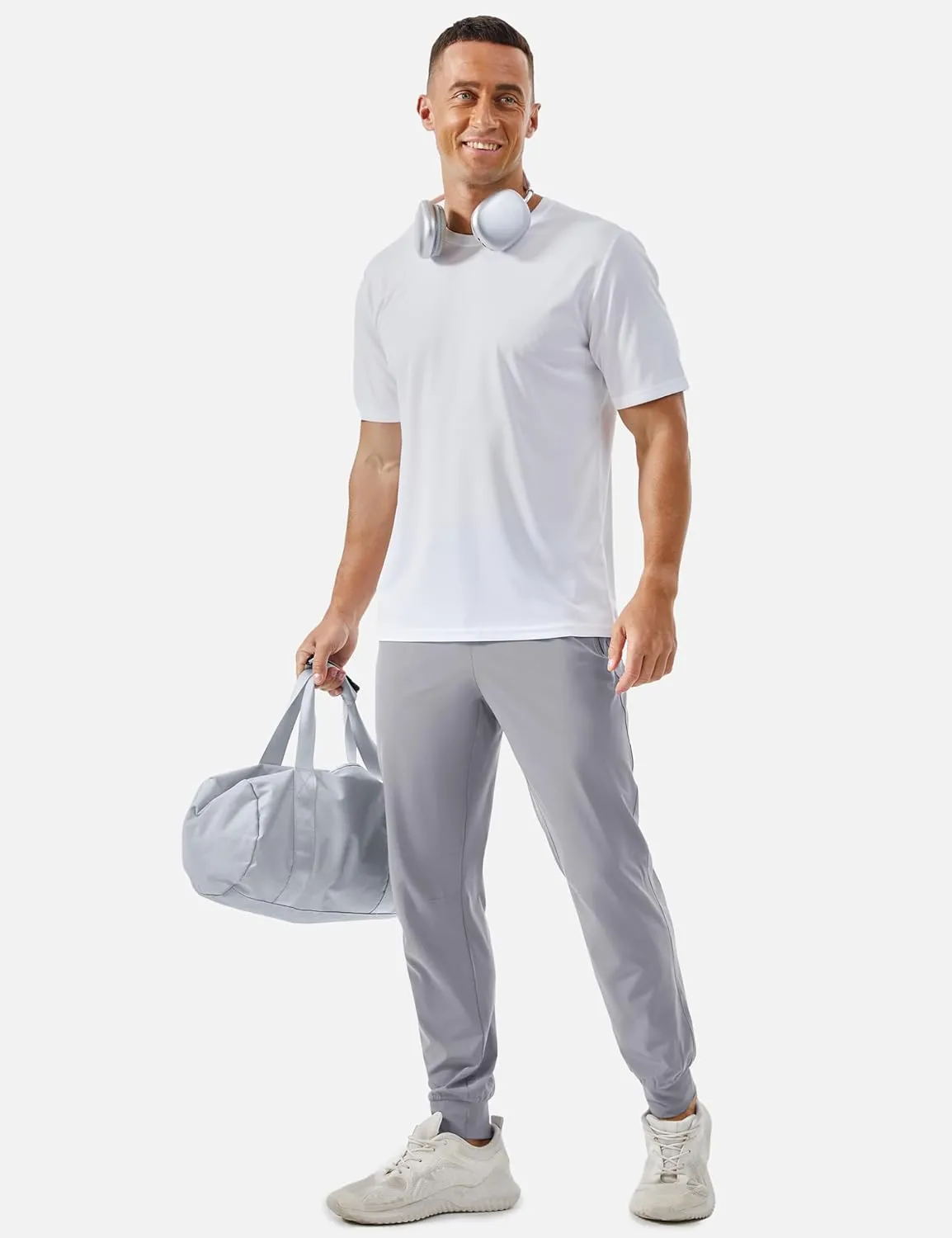 TACVASEN Men's Lightweight Athletic Joggers with Zipper Pockets Quick Dry Track Pants for Men Gym Sweatpants Workout Golf