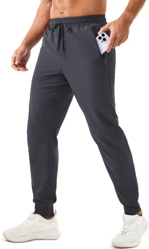 TACVASEN Men's Lightweight Athletic Joggers with Zipper Pockets Quick Dry Track Pants for Men Gym Sweatpants Workout Golf