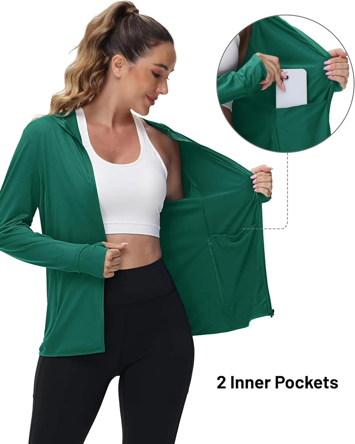 TACVASEN Women's Sun Hoodies Lightweight Jacket for Women Zip Up UPF 50  UV Shirt Long Sleeves