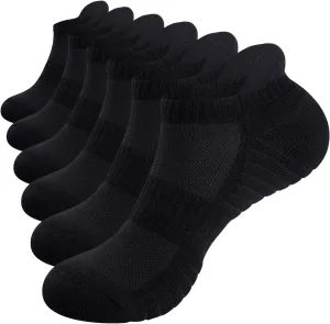 TANSTC Mens 6 Pairs Anti-Blister Cushioned Breathable Running Cotton Socks, Athletic Ankle Sports