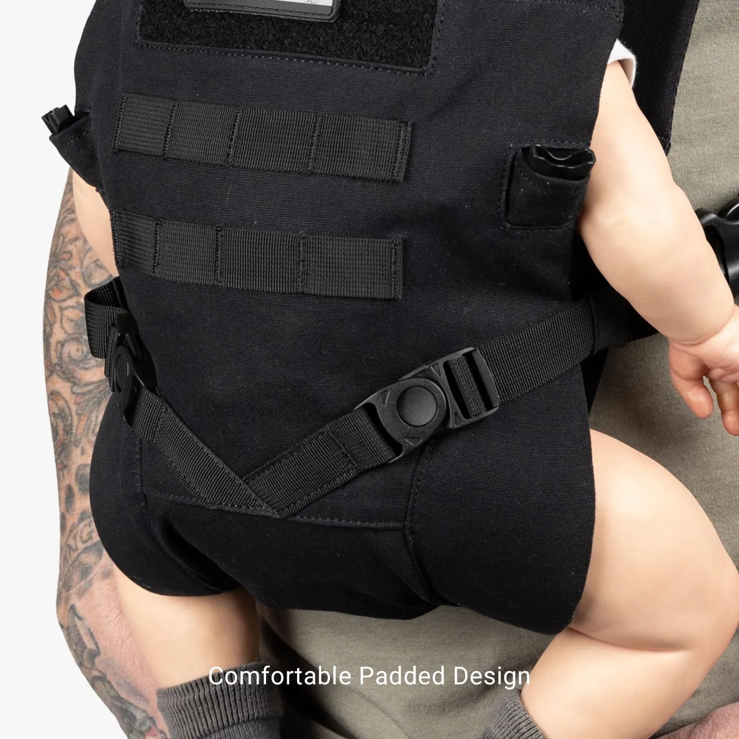 TBG - Mens Tactical Baby Carrier for Infants and Toddlers 8-33 lbs - Compact (Black)
