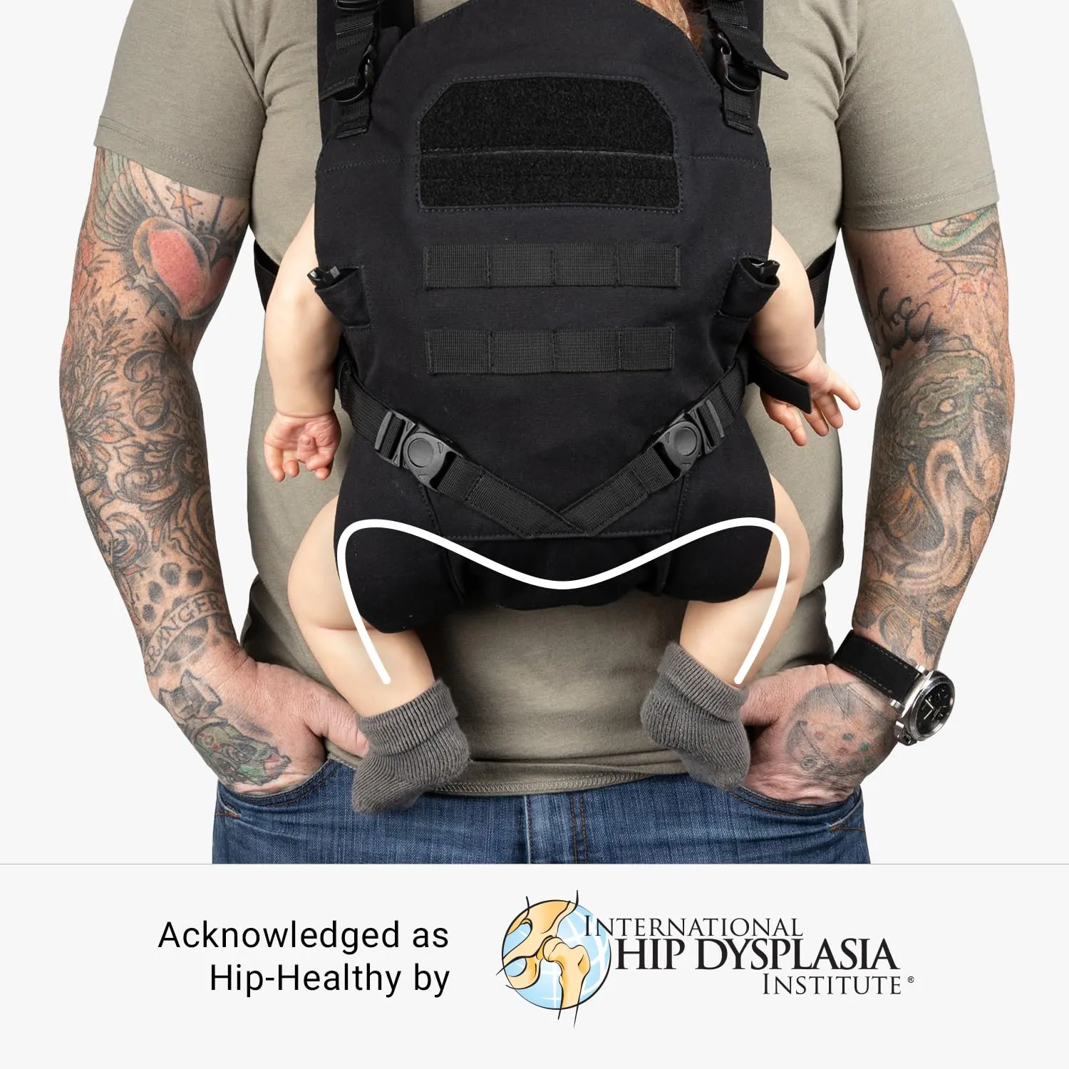 TBG - Mens Tactical Baby Carrier for Infants and Toddlers 8-33 lbs - Compact (Black)