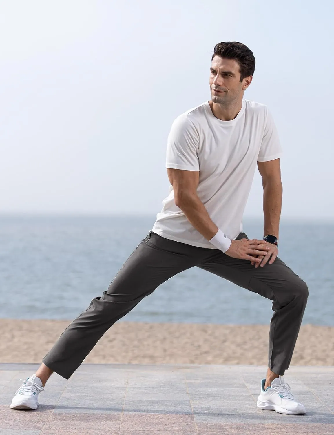 TBMPOY Men's Lightweight Hiking Travel Pants Breathable Athletic Fishing Active Joggers Zipper Pockets