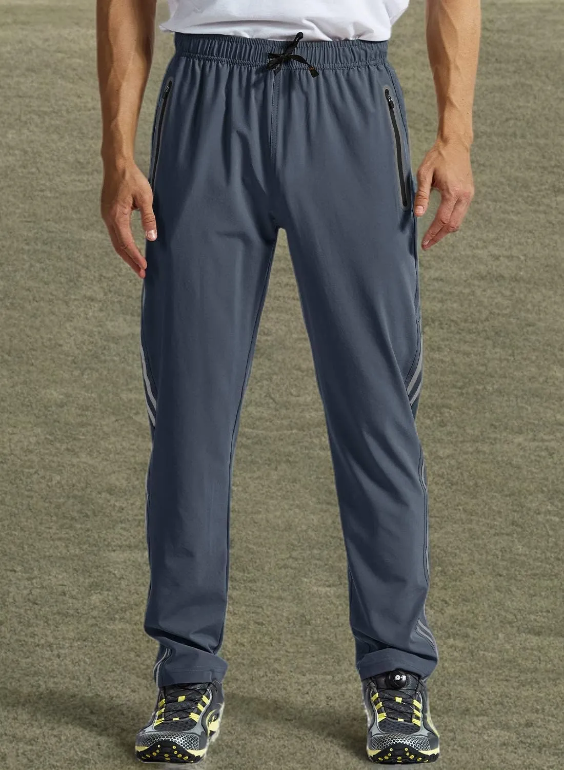 TBMPOY Men's Lightweight Hiking Travel Pants Breathable Athletic Fishing Active Joggers Zipper Pockets