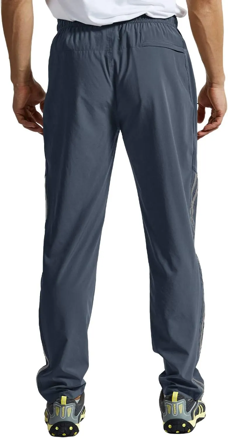 TBMPOY Men's Lightweight Hiking Travel Pants Breathable Athletic Fishing Active Joggers Zipper Pockets
