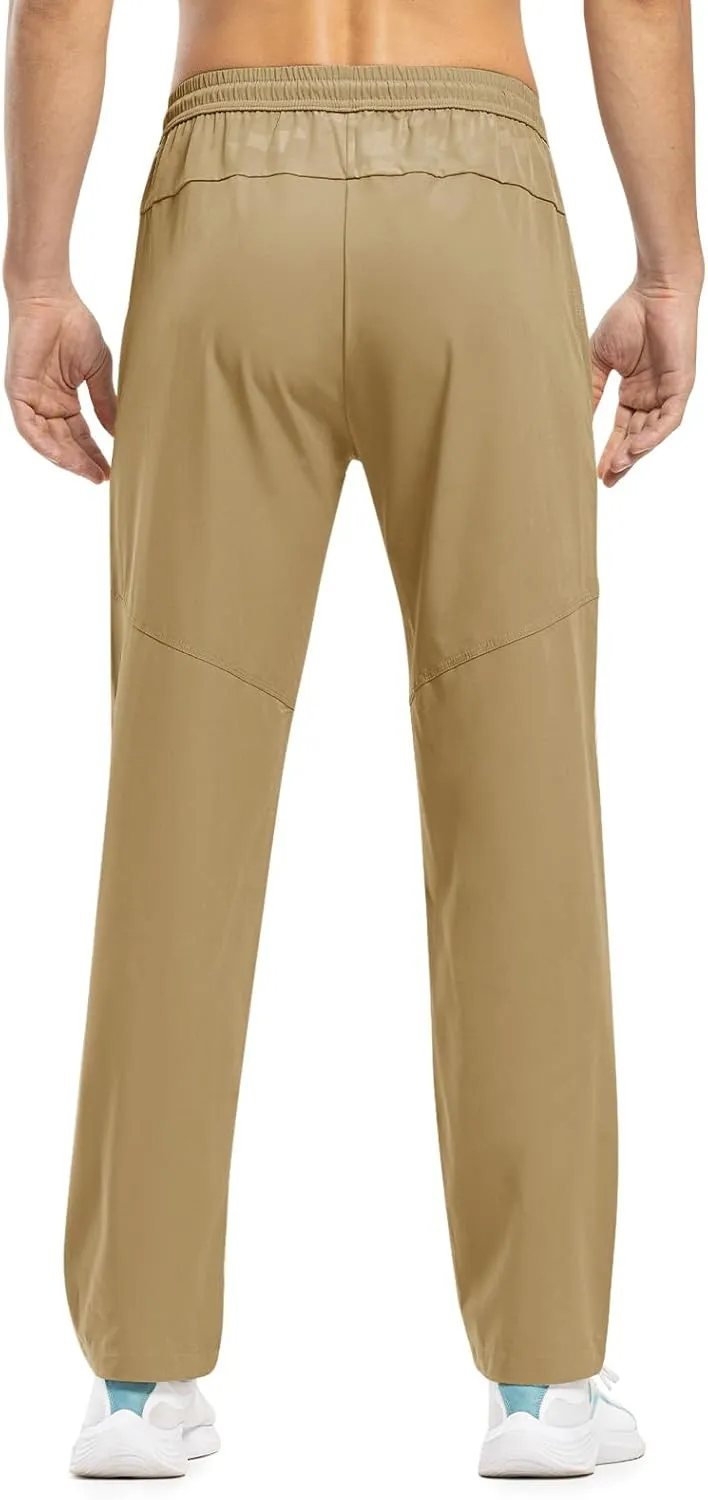 TBMPOY Men's Lightweight Hiking Travel Pants Breathable Athletic Fishing Active Joggers Zipper Pockets