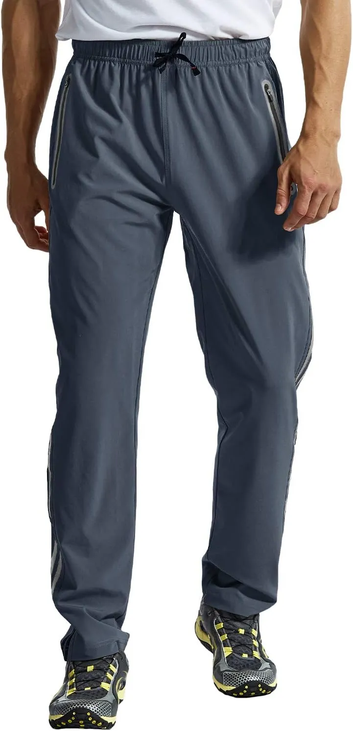 TBMPOY Men's Lightweight Hiking Travel Pants Breathable Athletic Fishing Active Joggers Zipper Pockets