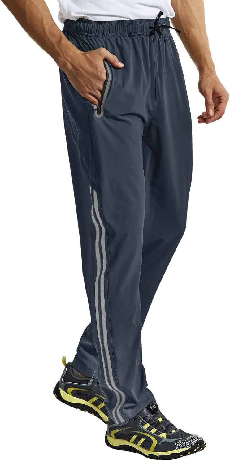 TBMPOY Men's Lightweight Hiking Travel Pants Breathable Athletic Fishing Active Joggers Zipper Pockets