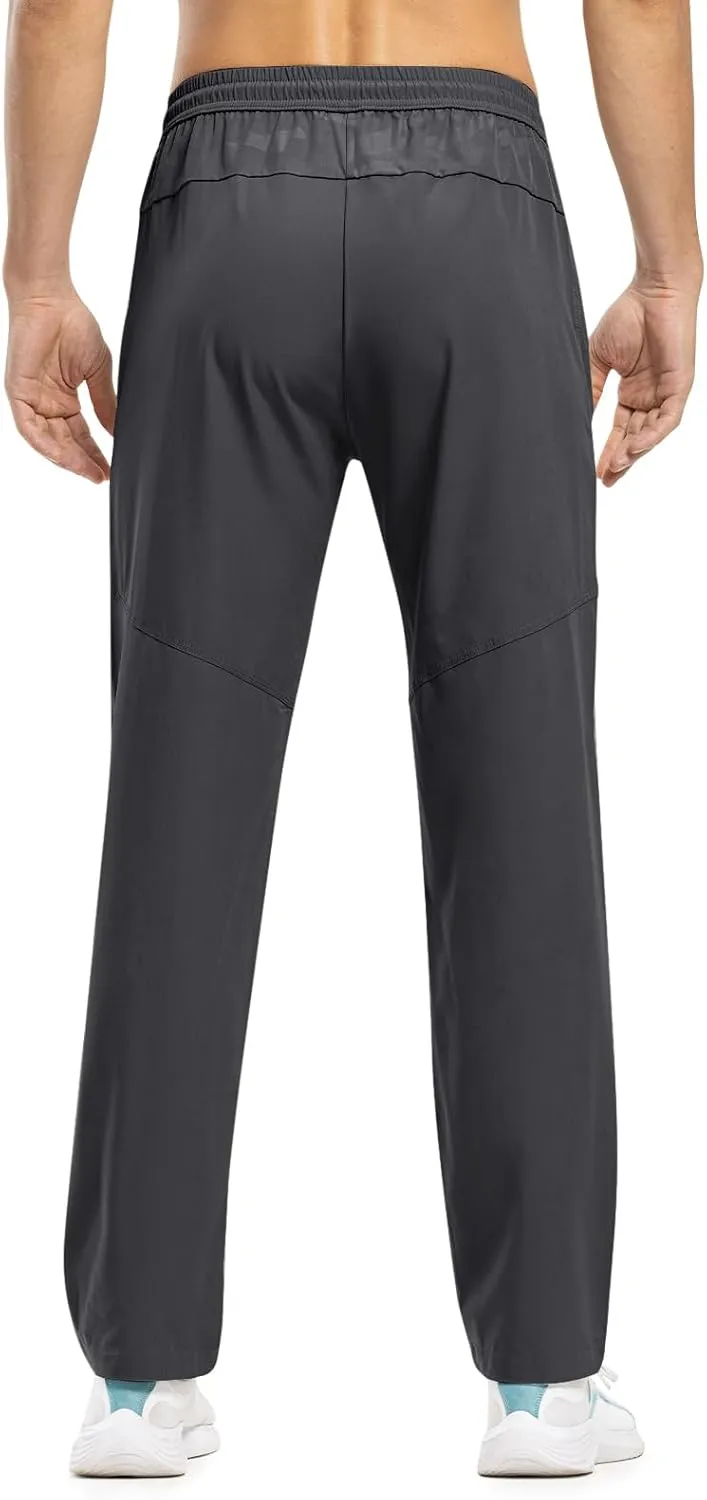 TBMPOY Men's Lightweight Hiking Travel Pants Breathable Athletic Fishing Active Joggers Zipper Pockets