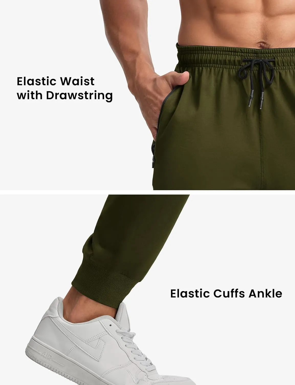 TBMPOY Men's Sweatpants with Zipper Pockets Lightweight Joggers Slim Fit Athletic Pants for Track Running Workout