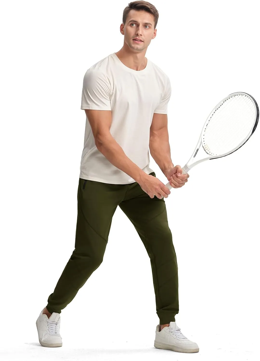 TBMPOY Men's Sweatpants with Zipper Pockets Lightweight Joggers Slim Fit Athletic Pants for Track Running Workout