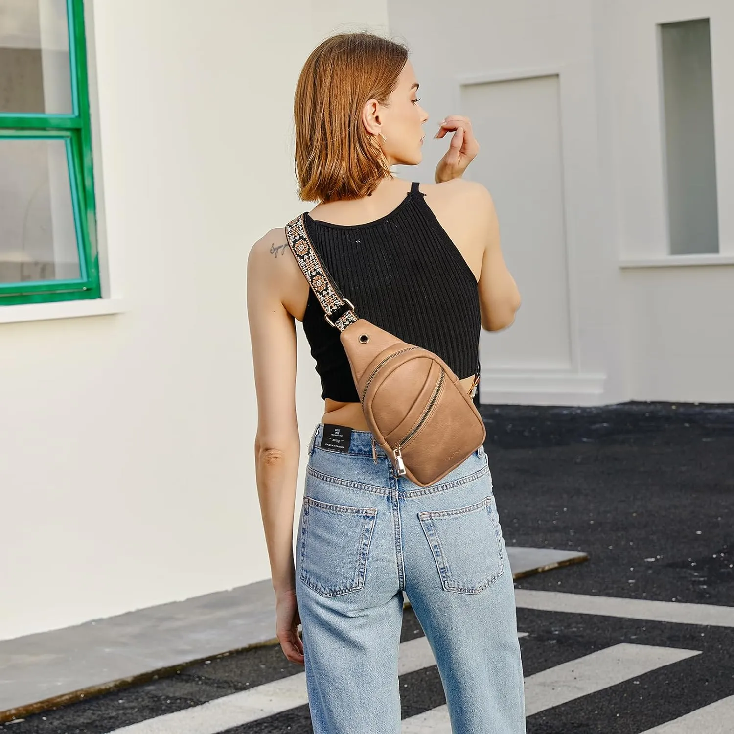 Telena Sling Bag for Women Crossbody Bags Purse for Women Vegan Leather Fanny Pack with Adjustable Strap