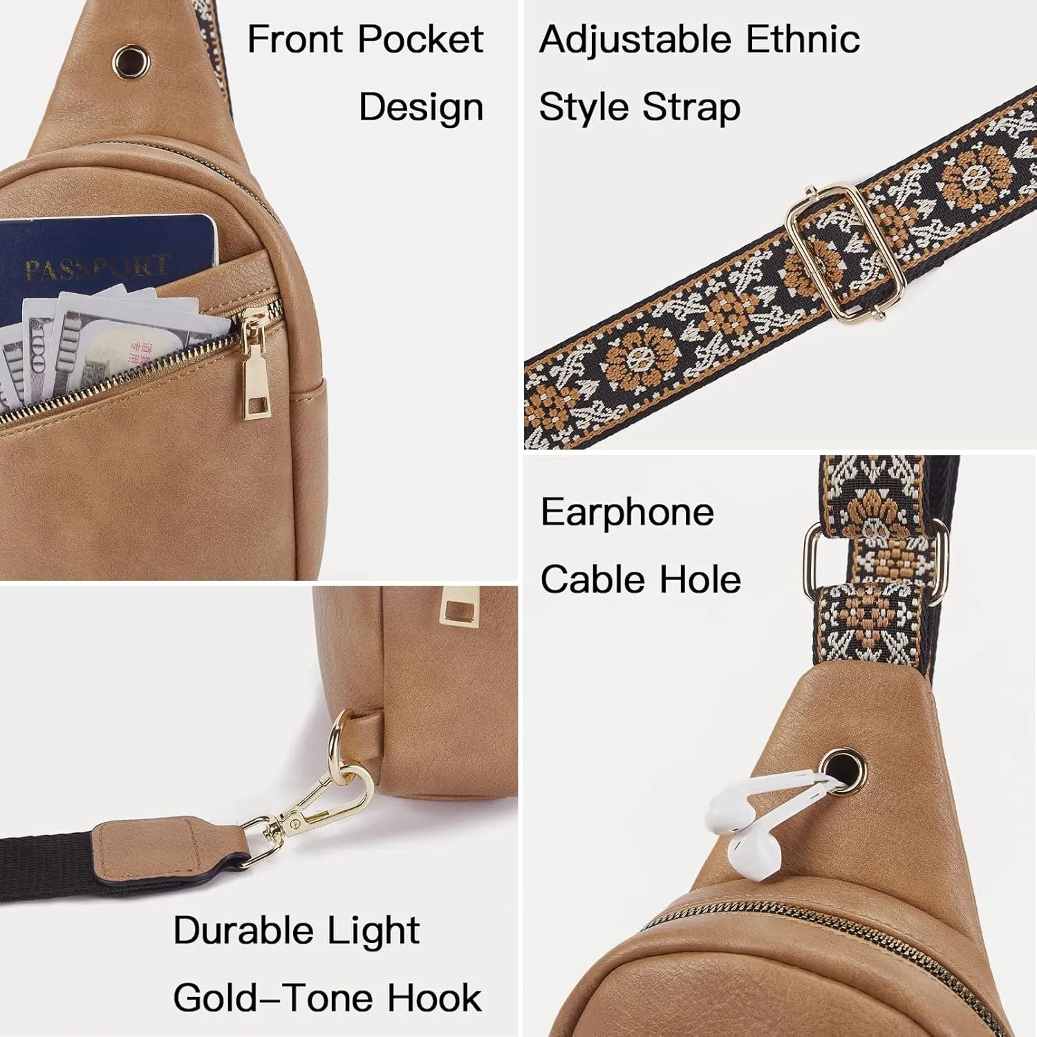 Telena Sling Bag for Women Crossbody Bags Purse for Women Vegan Leather Fanny Pack with Adjustable Strap