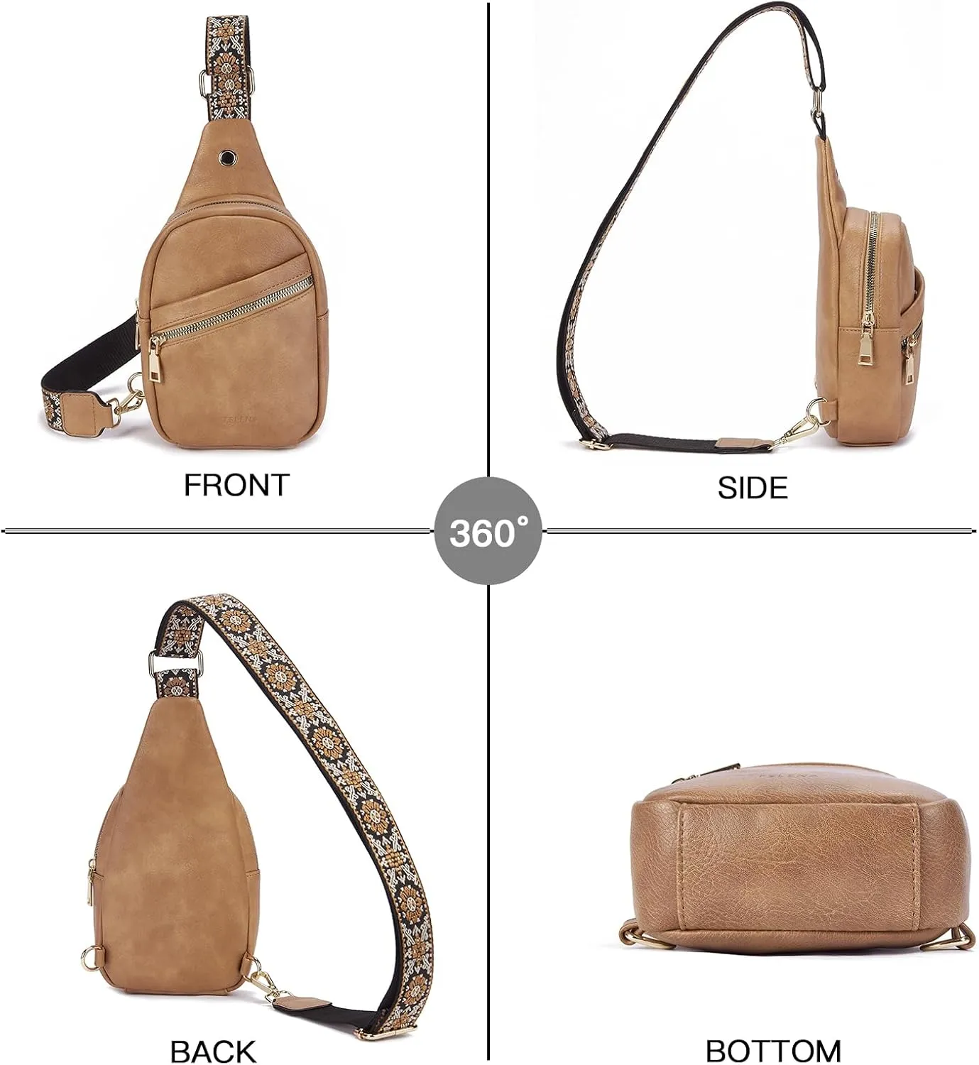 Telena Sling Bag for Women Crossbody Bags Purse for Women Vegan Leather Fanny Pack with Adjustable Strap