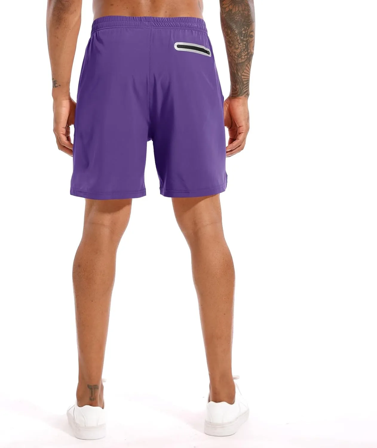 TENJOY Men's 2 in 1 Running Shorts 5 in or 7 in Quick Dry Gym Athletic Workout Shorts for Men with Phone Pockets