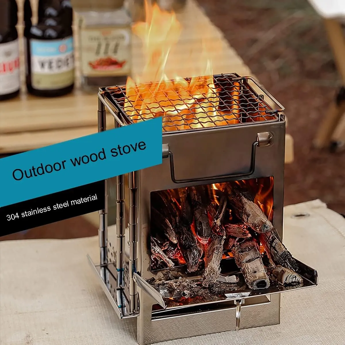 Tent Stove Wood Burning Stove, Camping Stove,Stainless Steel Folding Camp Portable Backpacking Stove,Outdoor Stove