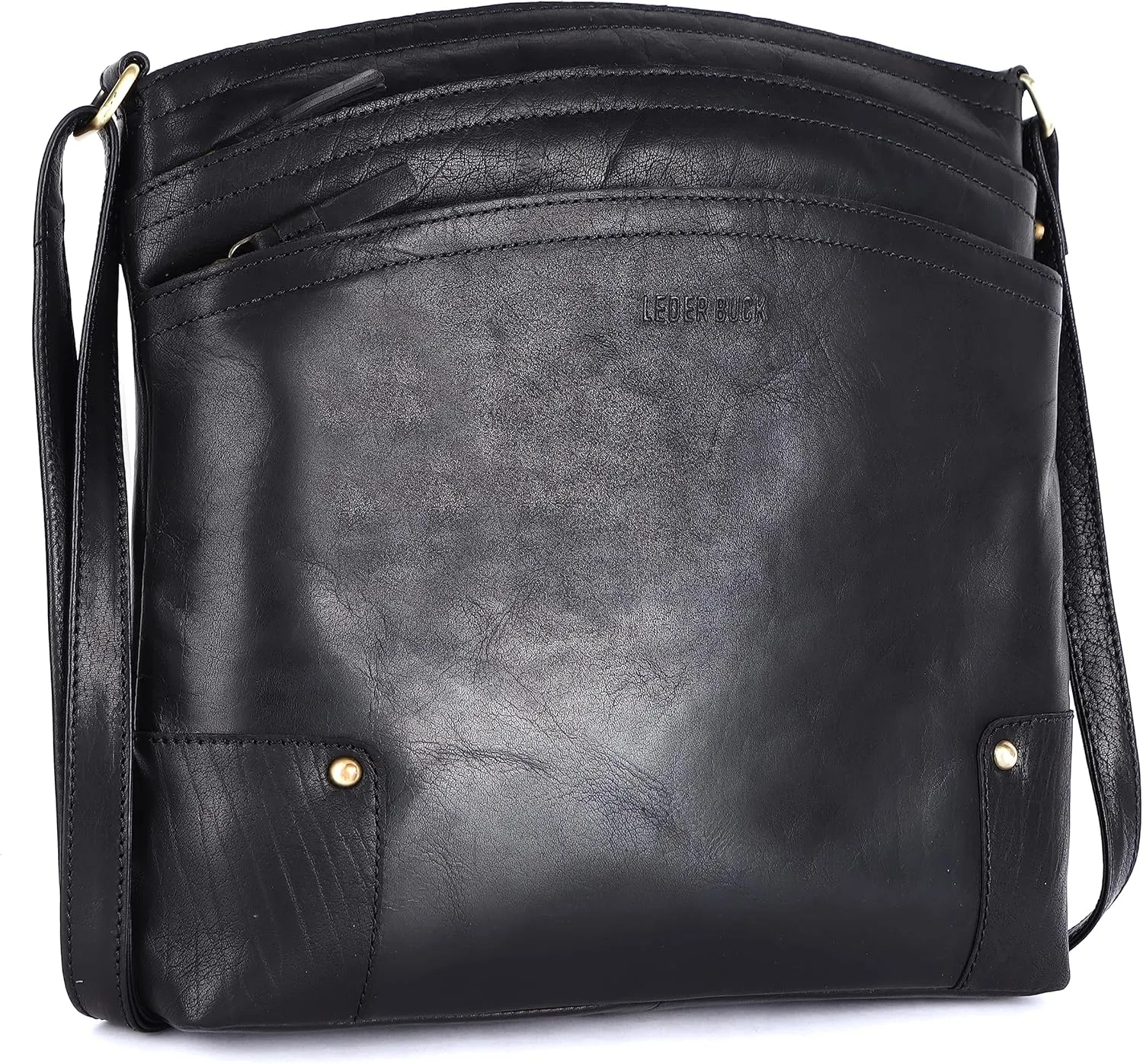 Terry Large Soft Real Leather Womens Crossbody Handbags and Purses-Triple Zip Premium Sling Crossover Shoulder Bag