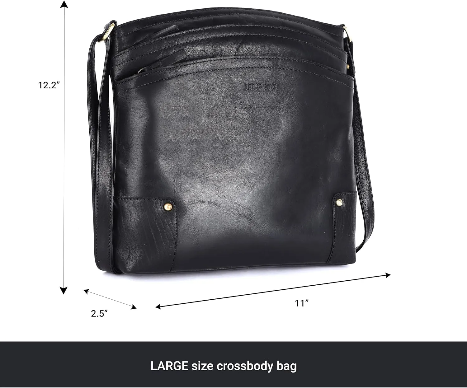 Terry Large Soft Real Leather Womens Crossbody Handbags and Purses-Triple Zip Premium Sling Crossover Shoulder Bag