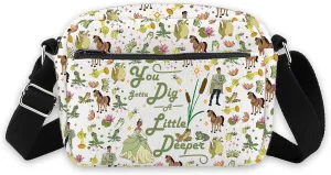 TGBJE Princess Inspired Crossbody Bag Frog Princess Gift You Gotta Dig A Little Deeper Messenger Bag Cartoon Movie Gift