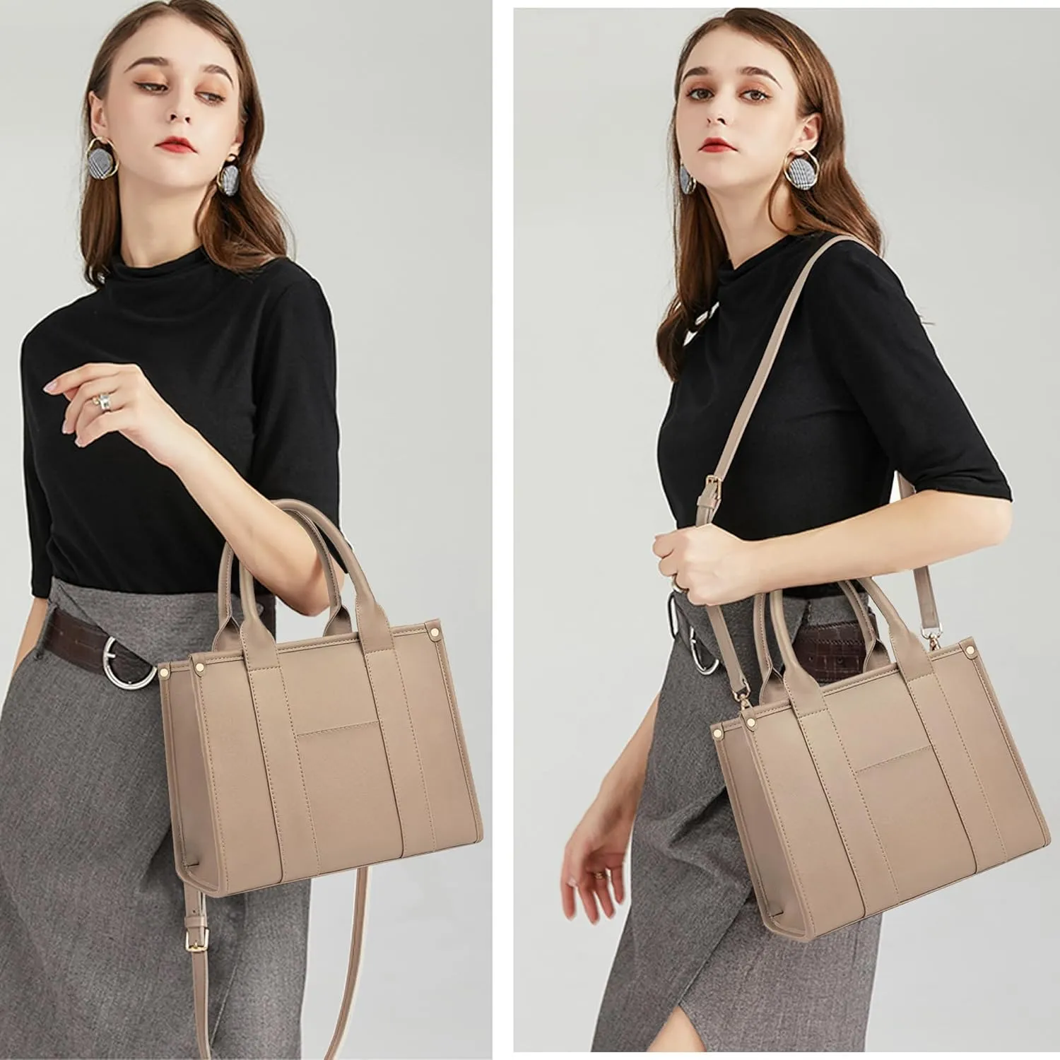 The Tote Bag Crossbody Purses for Women Shoulder Bag Handbags PU Leather Top Handle Bags with zipper