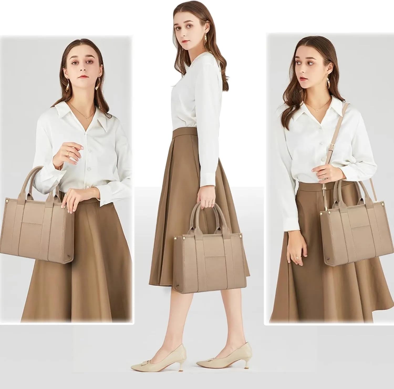 The Tote Bag Crossbody Purses for Women Shoulder Bag Handbags PU Leather Top Handle Bags with zipper