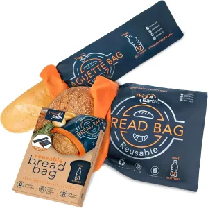 Think4Earth® – Mixed Set Large Bread & Baguette Bags - Reusable freezer large bag for homemade bread maker gift giving - Bread Container for Sourdough Loafs Storage.