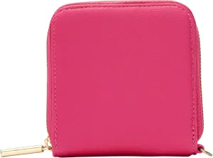 THIRTY-ONE Gifts Mini All About the Benjamins Wallet, Mini Card Wallet for Women, Small Zipper Wallet with Bill Slot, Hibiscus Pink Smooth Pebble