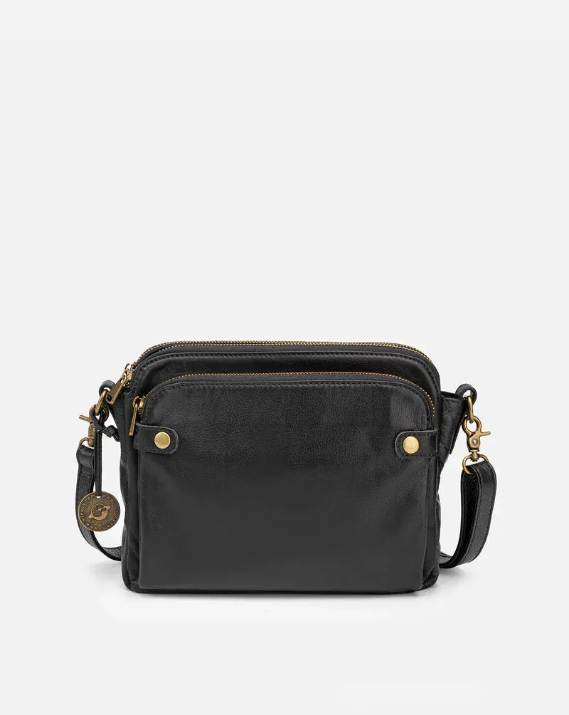 Three-Layer Leather Crossbody Shoulder and Clutch Bag Portable Triple PU Leather Slanting Shoulder Women's Zipper Crossbody Bags