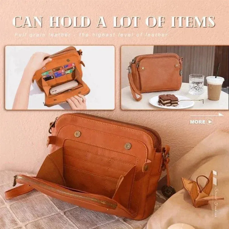 Three-Layer Leather Crossbody Shoulder and Clutch Bag Portable Triple PU Leather Slanting Shoulder Women's Zipper Crossbody Bags