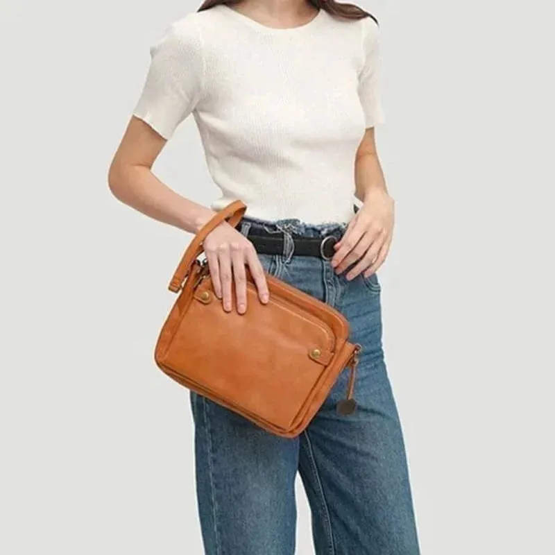 Three-Layer Leather Crossbody Shoulder and Clutch Bag Portable Triple PU Leather Slanting Shoulder Women's Zipper Crossbody Bags