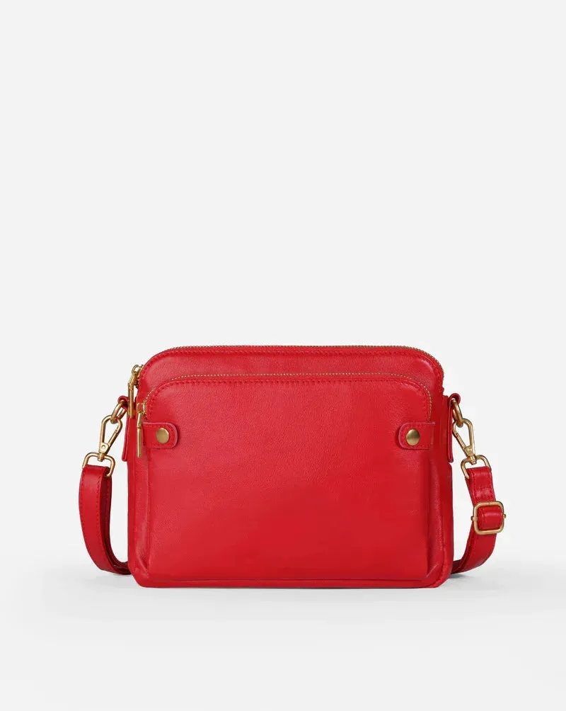 Three-Layer Leather Crossbody Shoulder and Clutch Bag Portable Triple PU Leather Slanting Shoulder Women's Zipper Crossbody Bags