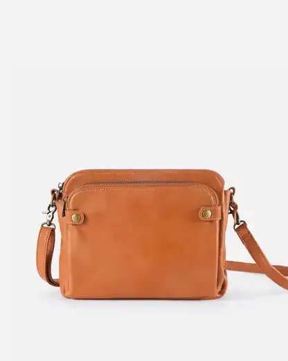 Three-Layer Leather Crossbody Shoulder and Clutch Bag Portable Triple PU Leather Slanting Shoulder Women's Zipper Crossbody Bags