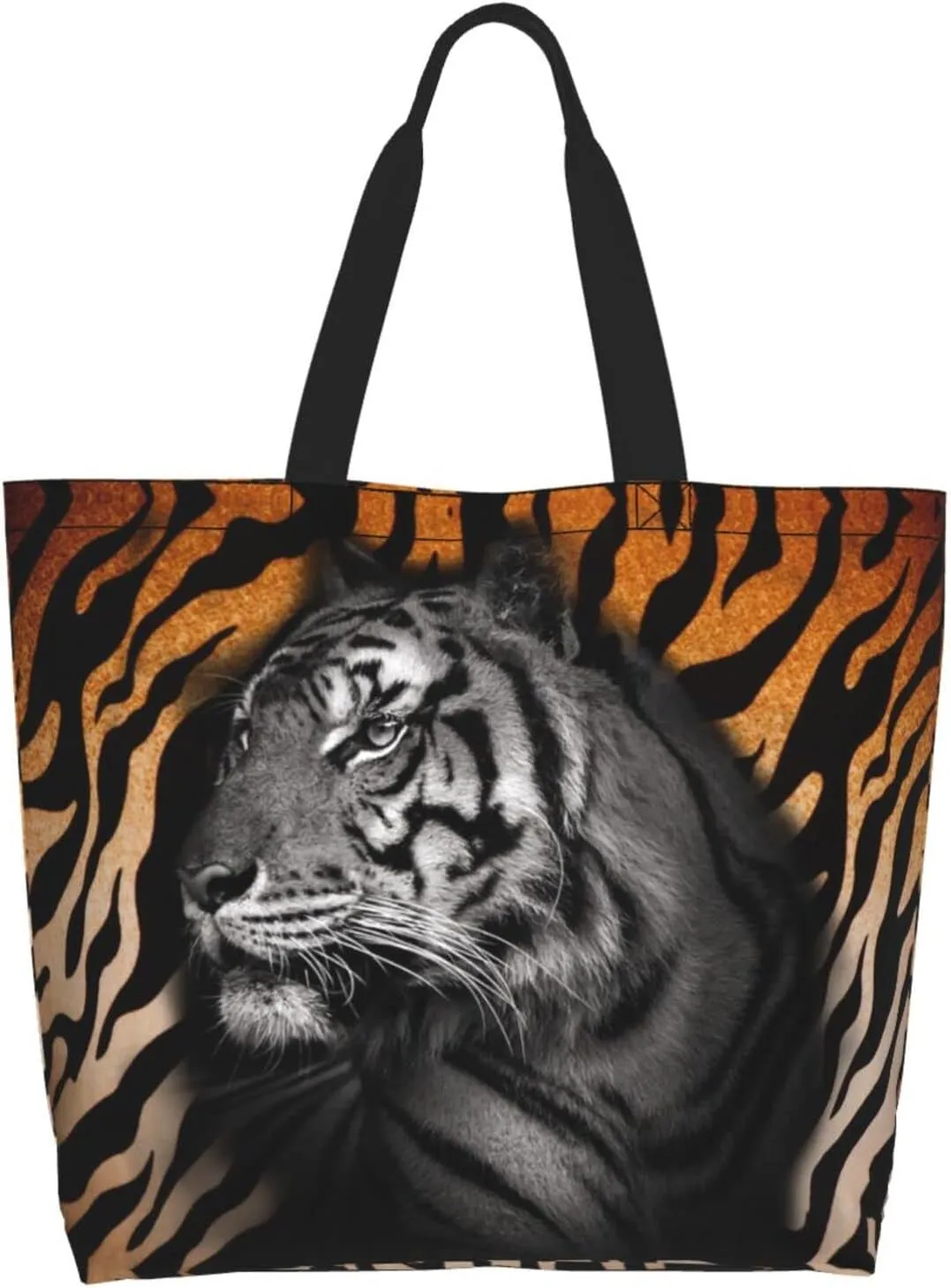 Tiger Shoulder Bag Cool Tiger Bags Storage Handle Shopping Bag Portable Animal Bag